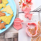 Winter Cartoon Biscuit Mould Christmas Cookie Cutters Christmas Molds ABS Plastic Baking Mould Cookie Tools Cake Decorating Tools Cartoon Cookie Christmas Tree Shaped Biscuit Molds Stevvex