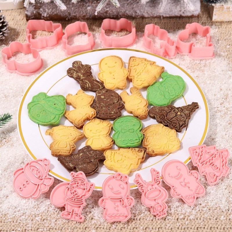 Winter Cartoon Biscuit Mould Christmas Cookie Cutters Christmas Molds ABS Plastic Baking Mould Cookie Tools Cake Decorating Tools Cartoon Cookie Christmas Tree Shaped Biscuit Molds Stevvex