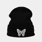 Winter Comfortable Butterfly Warm Caps Soft Elastic Outdoor Elegant Cap For Women And Men Stretchy Cold Weather Caps Stevvex