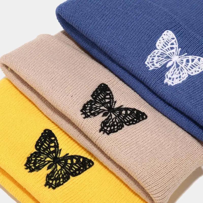 Winter Comfortable Butterfly Warm Caps Soft Elastic Outdoor Elegant Cap For Women And Men Stretchy Cold Weather Caps Stevvex