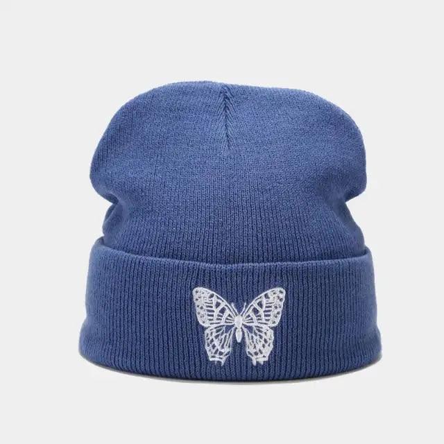 Winter Comfortable Butterfly Warm Caps Soft Elastic Outdoor Elegant Cap For Women And Men Stretchy Cold Weather Caps Stevvex
