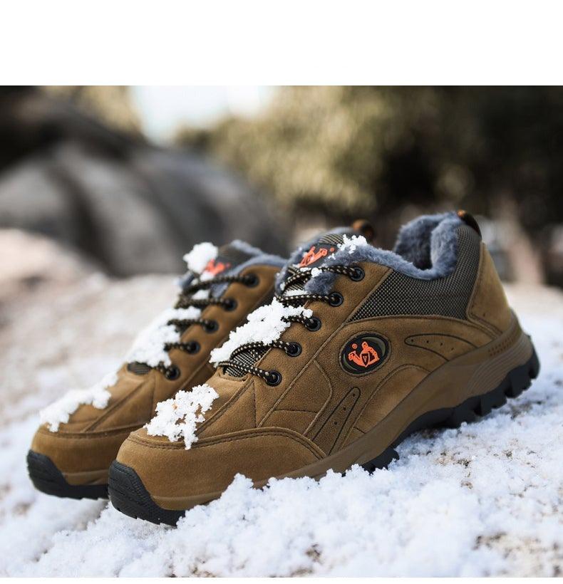 Winter Couple Outdoor Hiking Shoes Winter Warm Men's Shoe Lightweight Non-Slip Sneakers Low Top Walking Shoes For Outdoor Trailing Walking Climbing Running Shoes For Cold Weather Stevvex