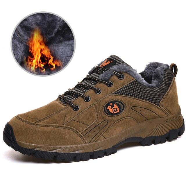 Winter Couple Outdoor Hiking Shoes Winter Warm Men's Shoe Lightweight Non-Slip Sneakers Low Top Walking Shoes For Outdoor Trailing Walking Climbing Running Shoes For Cold Weather Stevvex
