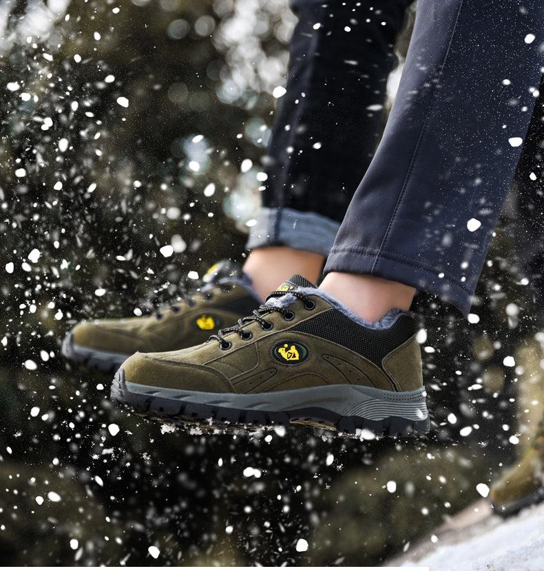 Winter Couple Outdoor Hiking Shoes Winter Warm Men's Shoe Lightweight Non-Slip Sneakers Low Top Walking Shoes For Outdoor Trailing Walking Climbing Running Shoes For Cold Weather Stevvex