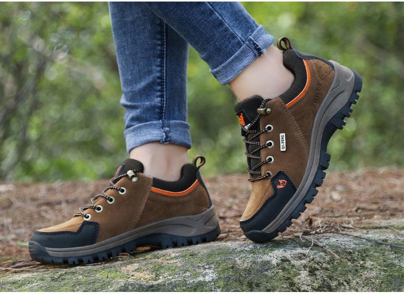 Winter Couple Warm Hiking Shoes Outdoor Sports Thick-Soled Wear-Resistant Non-Slip Low Cut Hiking Shoes Wide Breathable Slip Resistant Hiking Mountain Biking Outdoor Shoes Stevvex