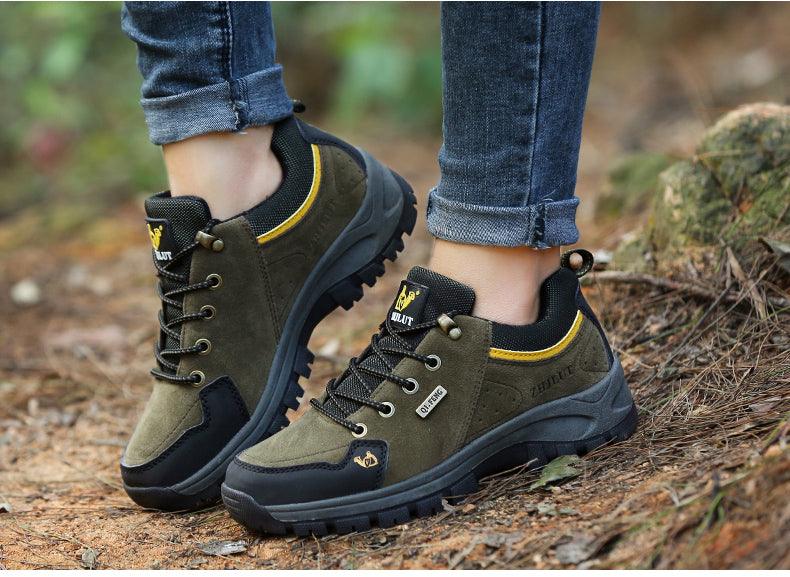 Winter Couple Warm Hiking Shoes Outdoor Sports Thick-Soled Wear-Resistant Non-Slip Low Cut Hiking Shoes Wide Breathable Slip Resistant Hiking Mountain Biking Outdoor Shoes Stevvex
