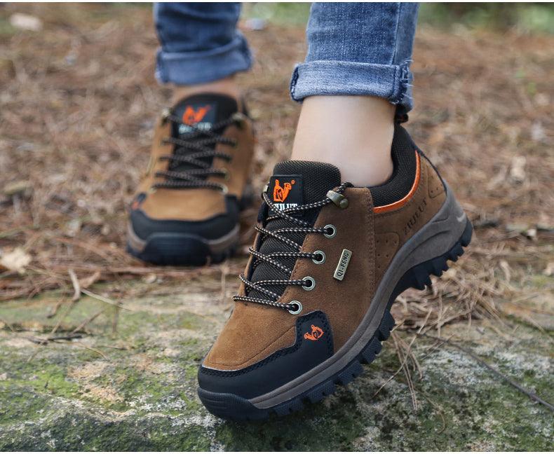 Winter Couple Warm Hiking Shoes Outdoor Sports Thick-Soled Wear-Resistant Non-Slip Low Cut Hiking Shoes Wide Breathable Slip Resistant Hiking Mountain Biking Outdoor Shoes Stevvex