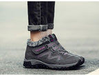 Winter Elegant Unisex Boots With Fur Warm Leather Snow Boots Winter Work Casual Shoes High Top Rubber Ankle Boots Leather Platform Fashion Luxury Boots Non-Slip Hiking Boots
