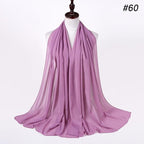 Winter Fashion Long Solid Color Soft Muslim Bubble Chiffon Hijab Scarf Shawls Hijab Elegant Scarf Wrap Lightweight Islamic Head Wear Escharpe Shawls Headband Wraps Lightweight Head Scarves Ladies Hijabs For  Women Stevvex