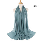 Winter Fashion Long Solid Color Soft Muslim Bubble Chiffon Hijab Scarf Shawls Hijab Elegant Scarf Wrap Lightweight Islamic Head Wear Escharpe Shawls Headband Wraps Lightweight Head Scarves Ladies Hijabs For  Women Stevvex