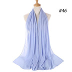 Winter Fashion Long Solid Color Soft Muslim Bubble Chiffon Hijab Scarf Shawls Hijab Elegant Scarf Wrap Lightweight Islamic Head Wear Escharpe Shawls Headband Wraps Lightweight Head Scarves Ladies Hijabs For  Women Stevvex