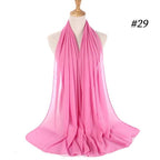 Winter Fashion Long Solid Color Soft Muslim Bubble Chiffon Hijab Scarf Shawls Hijab Elegant Scarf Wrap Lightweight Islamic Head Wear Escharpe Shawls Headband Wraps Lightweight Head Scarves Ladies Hijabs For  Women Stevvex