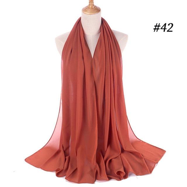 Winter Fashion Long Solid Color Soft Muslim Bubble Chiffon Hijab Scarf Shawls Hijab Elegant Scarf Wrap Lightweight Islamic Head Wear Escharpe Shawls Headband Wraps Lightweight Head Scarves Ladies Hijabs For  Women Stevvex