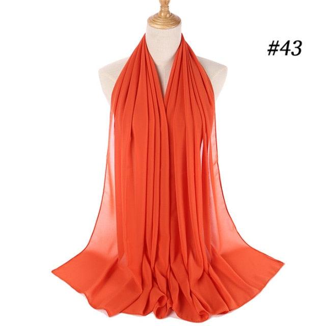 Winter Fashion Long Solid Color Soft Muslim Bubble Chiffon Hijab Scarf Shawls Hijab Elegant Scarf Wrap Lightweight Islamic Head Wear Escharpe Shawls Headband Wraps Lightweight Head Scarves Ladies Hijabs For  Women Stevvex