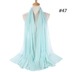 Winter Fashion Long Solid Color Soft Muslim Bubble Chiffon Hijab Scarf Shawls Hijab Elegant Scarf Wrap Lightweight Islamic Head Wear Escharpe Shawls Headband Wraps Lightweight Head Scarves Ladies Hijabs For  Women Stevvex