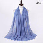 Winter Fashion Long Solid Color Soft Muslim Bubble Chiffon Hijab Scarf Shawls Hijab Elegant Scarf Wrap Lightweight Islamic Head Wear Escharpe Shawls Headband Wraps Lightweight Head Scarves Ladies Hijabs For  Women Stevvex