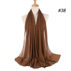 Winter Fashion Long Solid Color Soft Muslim Bubble Chiffon Hijab Scarf Shawls Hijab Elegant Scarf Wrap Lightweight Islamic Head Wear Escharpe Shawls Headband Wraps Lightweight Head Scarves Ladies Hijabs For  Women Stevvex