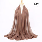Winter Fashion Long Solid Color Soft Muslim Bubble Chiffon Hijab Scarf Shawls Hijab Elegant Scarf Wrap Lightweight Islamic Head Wear Escharpe Shawls Headband Wraps Lightweight Head Scarves Ladies Hijabs For  Women Stevvex