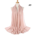 Winter Fashion Long Solid Color Soft Muslim Bubble Chiffon Hijab Scarf Shawls Hijab Elegant Scarf Wrap Lightweight Islamic Head Wear Escharpe Shawls Headband Wraps Lightweight Head Scarves Ladies Hijabs For  Women Stevvex