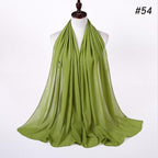 Winter Fashion Long Solid Color Soft Muslim Bubble Chiffon Hijab Scarf Shawls Hijab Elegant Scarf Wrap Lightweight Islamic Head Wear Escharpe Shawls Headband Wraps Lightweight Head Scarves Ladies Hijabs For  Women Stevvex