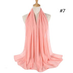 Winter Fashion Long Solid Color Soft Muslim Bubble Chiffon Hijab Scarf Shawls Hijab Elegant Scarf Wrap Lightweight Islamic Head Wear Escharpe Shawls Headband Wraps Lightweight Head Scarves Ladies Hijabs For  Women Stevvex