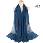 Winter Fashion Long Solid Color Soft Muslim Bubble Chiffon Hijab Scarf Shawls Hijab Elegant Scarf Wrap Lightweight Islamic Head Wear Escharpe Shawls Headband Wraps Lightweight Head Scarves Ladies Hijabs For  Women Stevvex