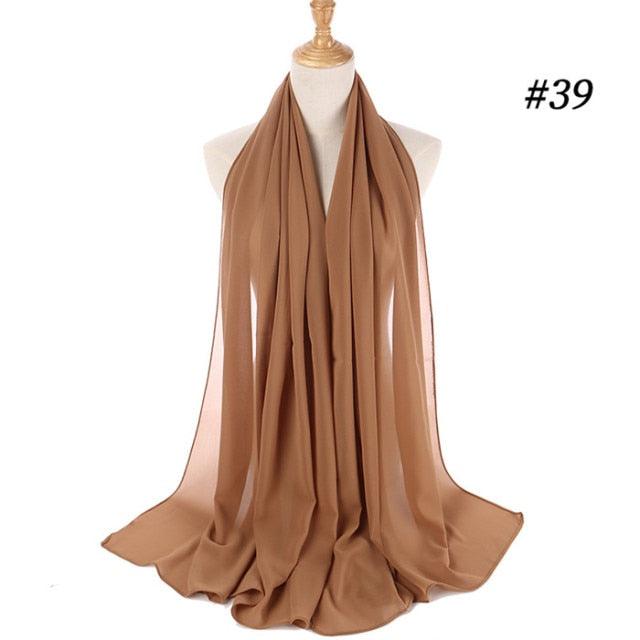 Winter Fashion Long Solid Color Soft Muslim Bubble Chiffon Hijab Scarf Shawls Hijab Elegant Scarf Wrap Lightweight Islamic Head Wear Escharpe Shawls Headband Wraps Lightweight Head Scarves Ladies Hijabs For  Women Stevvex