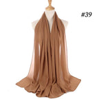 Winter Fashion Long Solid Color Soft Muslim Bubble Chiffon Hijab Scarf Shawls Hijab Elegant Scarf Wrap Lightweight Islamic Head Wear Escharpe Shawls Headband Wraps Lightweight Head Scarves Ladies Hijabs For  Women Stevvex