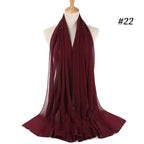 Winter Fashion Long Solid Color Soft Muslim Bubble Chiffon Hijab Scarf Shawls Hijab Elegant Scarf Wrap Lightweight Islamic Head Wear Escharpe Shawls Headband Wraps Lightweight Head Scarves Ladies Hijabs For  Women Stevvex
