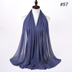 Winter Fashion Long Solid Color Soft Muslim Bubble Chiffon Hijab Scarf Shawls Hijab Elegant Scarf Wrap Lightweight Islamic Head Wear Escharpe Shawls Headband Wraps Lightweight Head Scarves Ladies Hijabs For  Women Stevvex