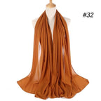 Winter Fashion Long Solid Color Soft Muslim Bubble Chiffon Hijab Scarf Shawls Hijab Elegant Scarf Wrap Lightweight Islamic Head Wear Escharpe Shawls Headband Wraps Lightweight Head Scarves Ladies Hijabs For  Women Stevvex
