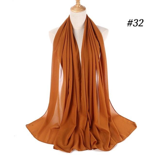 Winter Fashion Long Solid Color Soft Muslim Bubble Chiffon Hijab Scarf Shawls Hijab Elegant Scarf Wrap Lightweight Islamic Head Wear Escharpe Shawls Headband Wraps Lightweight Head Scarves Ladies Hijabs For  Women Stevvex