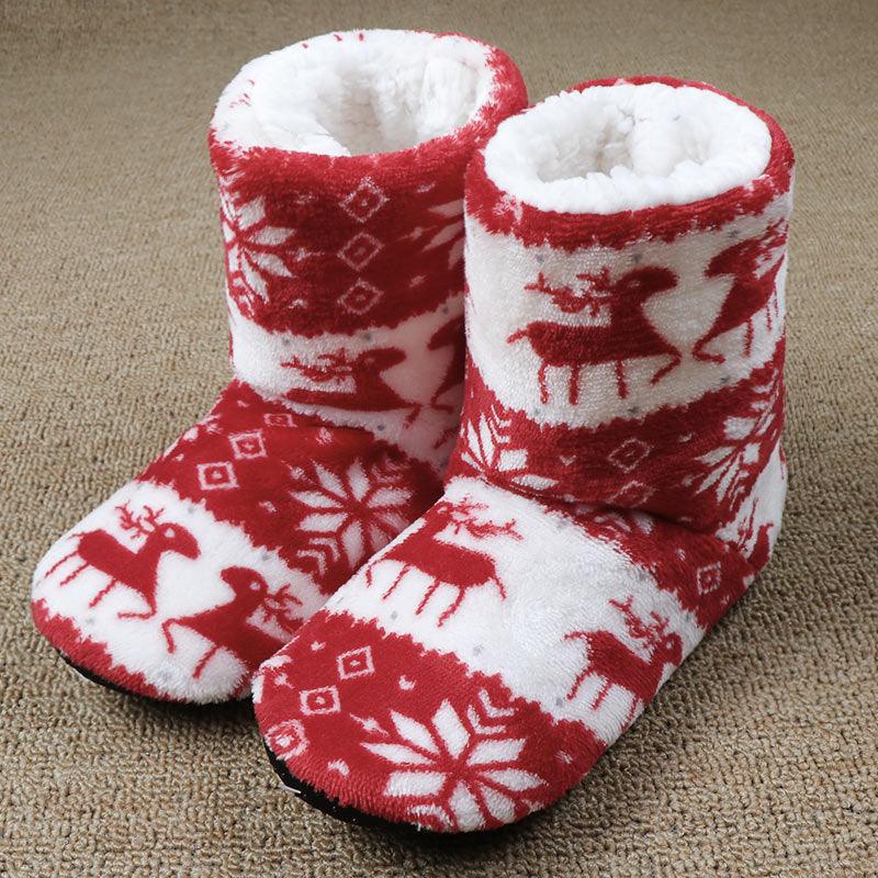 Winter Fur Slippers Women Warm House Slippers Plush Flip Flops Christmas Cotton Indoor Home Shoes Comfort Warm Fluffy Faux Fur Slipper Boots Soft Memory Foam Ankle Booties Stevvex