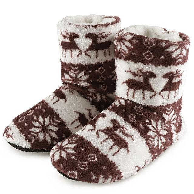 Winter Fur Slippers Women Warm House Slippers Plush Flip Flops Christmas Cotton Indoor Home Shoes Comfort Warm Fluffy Faux Fur Slipper Boots Soft Memory Foam Ankle Booties Stevvex