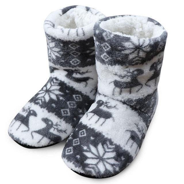 Winter Fur Slippers Women Warm House Slippers Plush Flip Flops Christmas Cotton Indoor Home Shoes Comfort Warm Fluffy Faux Fur Slipper Boots Soft Memory Foam Ankle Booties Stevvex