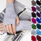 Winter Gloves Female Fingerless Gloves Without Fingers Women Warm Winter Gloves Hand Wrist Warmer For Women Winter Cute Solid Color Half Knitted Wool Gloves Stevvex