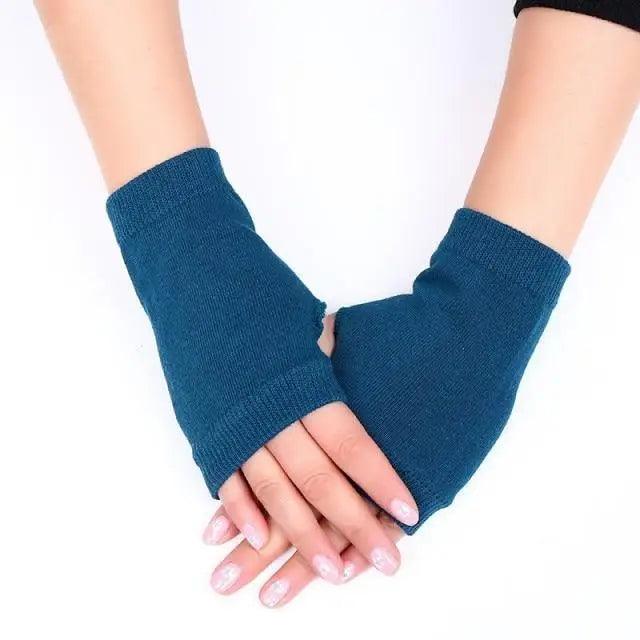 Winter Gloves Female Fingerless Gloves Without Fingers Women Warm Winter Gloves Hand Wrist Warmer For Women Winter Cute Solid Color Half Knitted Wool Gloves Stevvex