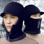 Winter Hat Skullies Beanies Hats Winter Beanies for Men Women Wool Zipper Scarf Caps Balaclava Mask Gorgas Bonnet Knitted Hat Warm Fleece Balaclava Windproof Ski Mask Cold Weather Face Mask Motorcycle Balaclava Hood Warmer Winter Sports Cap Stevvex