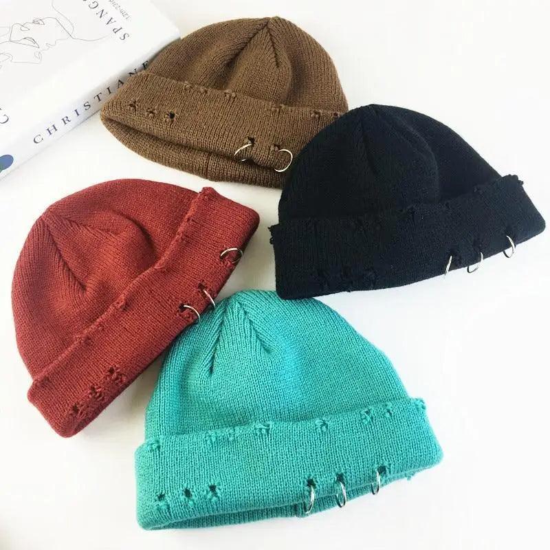 Winter Hat Women Knitted Fashion Warm Thick Hat Autumn Hip Hop Hole Beanies Unisex Basic Cap For Both Men Women Knitted Beanies Fashion Warm Hat Stevvex
