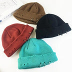 Winter Hat Women Knitted Fashion Warm Thick Hat Autumn Hip Hop Hole Beanies Unisex Basic Cap For Both Men Women Knitted Beanies Fashion Warm Hat Stevvex