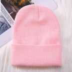 Winter Hats For Men Woman New Beanies Knitted Solid Cute Hat Girls Autumn Female Beanie Caps Warmer Stylish Ladies Casual Cap Outdoor Winter Adult Neutral Warm Hats Candy Color Knitted Woolen Hat for Women Men Stevvex