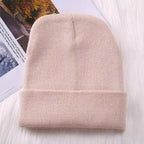 Winter Hats For Men Woman New Beanies Knitted Solid Cute Hat Girls Autumn Female Beanie Caps Warmer Stylish Ladies Casual Cap Outdoor Winter Adult Neutral Warm Hats Candy Color Knitted Woolen Hat for Women Men Stevvex