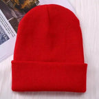 Winter Hats For Men Woman New Beanies Knitted Solid Cute Hat Girls Autumn Female Beanie Caps Warmer Stylish Ladies Casual Cap Outdoor Winter Adult Neutral Warm Hats Candy Color Knitted Woolen Hat for Women Men Stevvex