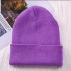 Winter Hats For Men Woman New Beanies Knitted Solid Cute Hat Girls Autumn Female Beanie Caps Warmer Stylish Ladies Casual Cap Outdoor Winter Adult Neutral Warm Hats Candy Color Knitted Woolen Hat for Women Men Stevvex