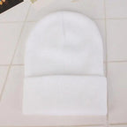 Winter Hats For Men Woman New Beanies Knitted Solid Cute Hat Girls Autumn Female Beanie Caps Warmer Stylish Ladies Casual Cap Outdoor Winter Adult Neutral Warm Hats Candy Color Knitted Woolen Hat for Women Men Stevvex