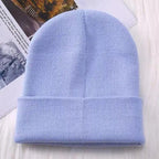Winter Hats For Men Woman New Beanies Knitted Solid Cute Hat Girls Autumn Female Beanie Caps Warmer Stylish Ladies Casual Cap Outdoor Winter Adult Neutral Warm Hats Candy Color Knitted Woolen Hat for Women Men Stevvex