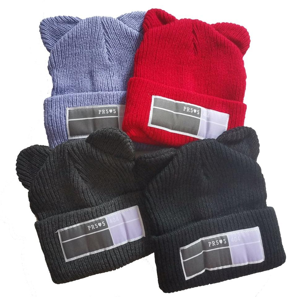 Winter Hats for Woman New Beanies Knitted Hat Cute Ear Girls Autumn Female Beanie Caps Warmer Bonnet Casual Cap Winter Beanie Hats for Women Girls Cable Knit Soft Cute Beanie with Double Pompom Ears Detachable Pompom Fur Hat Girls Stevvex