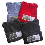 Winter Hats for Woman New Beanies Knitted Hat Cute Ear Girls Autumn Female Beanie Caps Warmer Bonnet Casual Cap Winter Beanie Hats for Women Girls Cable Knit Soft Cute Beanie with Double Pompom Ears Detachable Pompom Fur Hat Girls Stevvex
