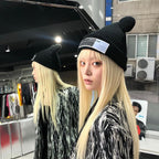 Winter Hats for Woman New Beanies Knitted Hat Cute Ear Girls Autumn Female Beanie Caps Warmer Bonnet Casual Cap Winter Beanie Hats for Women Girls Cable Knit Soft Cute Beanie with Double Pompom Ears Detachable Pompom Fur Hat Girls Stevvex