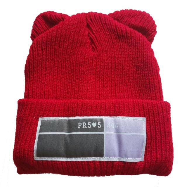 Winter Hats for Woman New Beanies Knitted Hat Cute Ear Girls Autumn Female Beanie Caps Warmer Bonnet Casual Cap Winter Beanie Hats for Women Girls Cable Knit Soft Cute Beanie with Double Pompom Ears Detachable Pompom Fur Hat Girls Stevvex